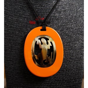 Buffalo Horn Pendants Necklace Lacquer Natural image 1