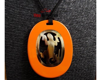 Buffalo Horn Pendants Necklace Lacquer Natural