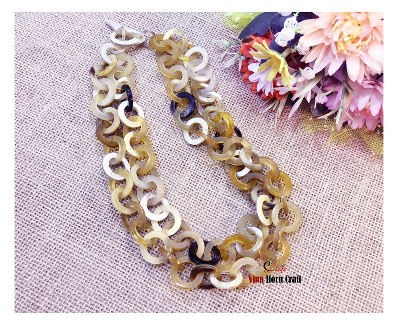 Natural Buffalo Horn Necklace chain necklace handmade in Vietnam image 3