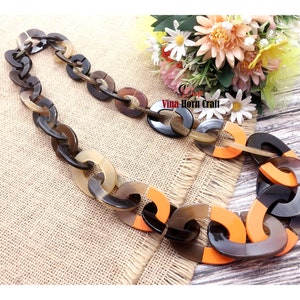 Horn jewelry chain necklace lacquer handmade in Vietnam buffalo horn jewelry image 2
