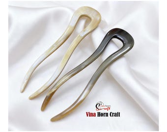 Handmade Natural Buffalo Horn Hair Fork — Elegant Boho Hair Accessory