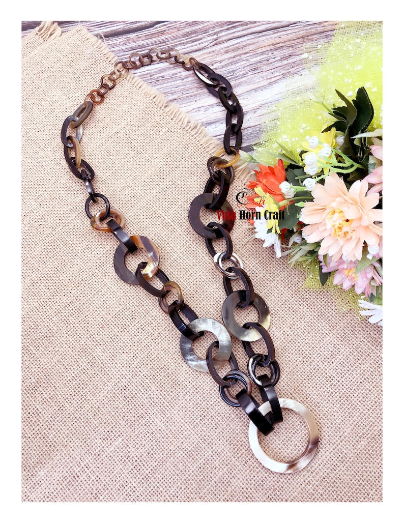 Natural Buffalo Horn Necklace chain necklace handmade in Vietnam image 1