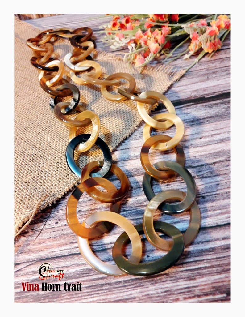 Horn jewelry chain necklace handmade in Vietnam image 1