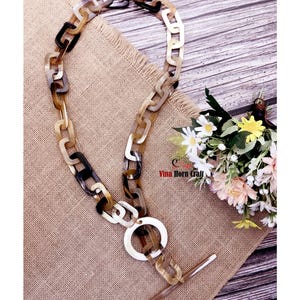 Multicolor Natural Buffalo Horn Necklace – Handmade Lacquered