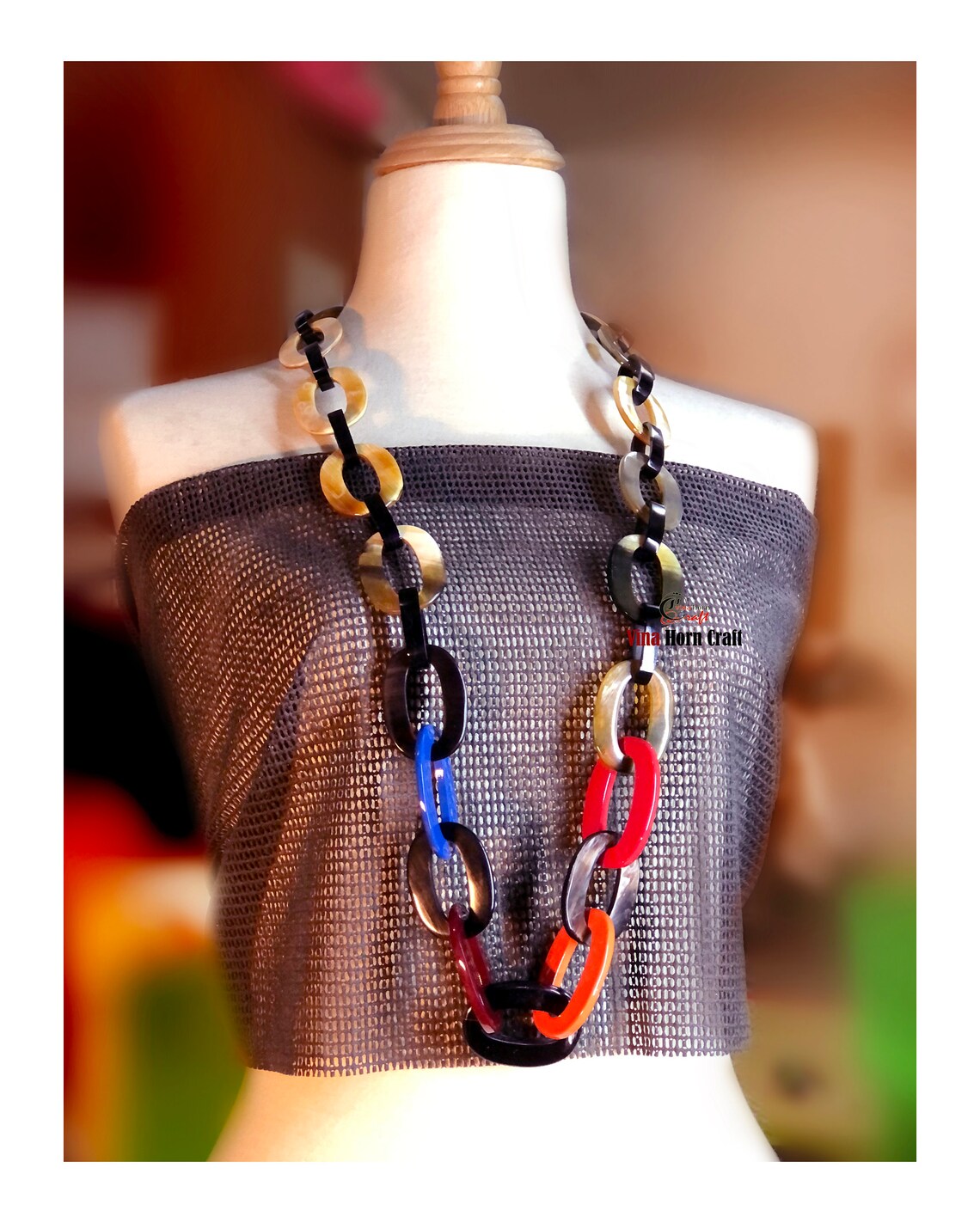 Horn jewelry chain necklace lacquer handmade in Vietnam Etsy