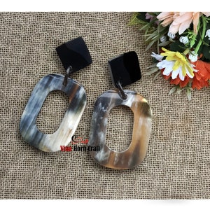 Natural buffalo horn earrings horn earrings image 1