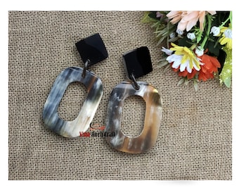 Natural buffalo horn earrings - horn earrings