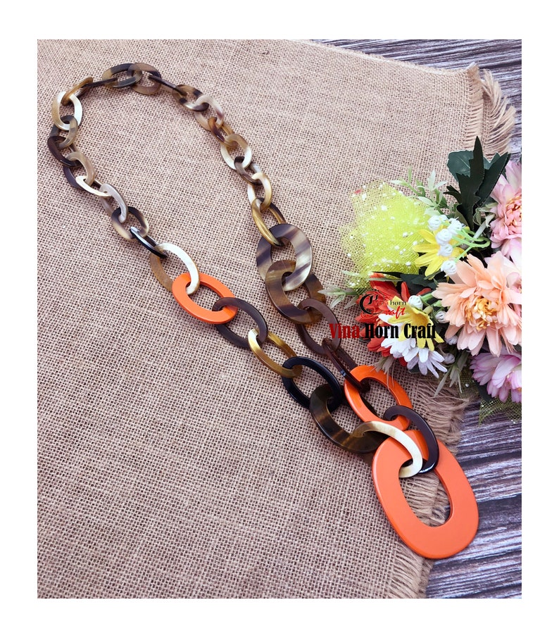 Horn jewelry chain necklace lacquer handmade in Vietnam buffalo horn jewelry image 8