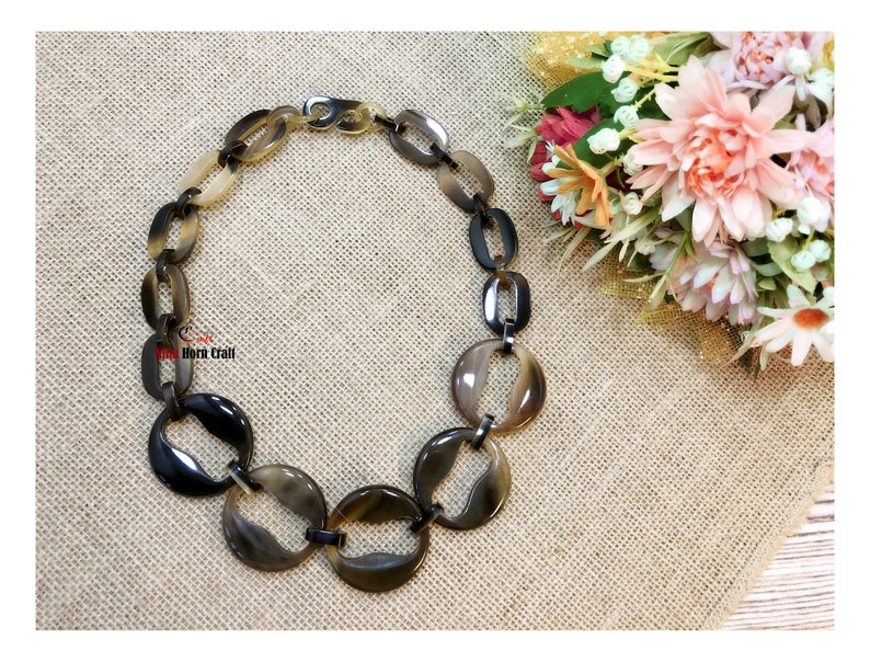 Natural Buffalo Horn Necklaces chain necklace handmade in Vietnam Brown
