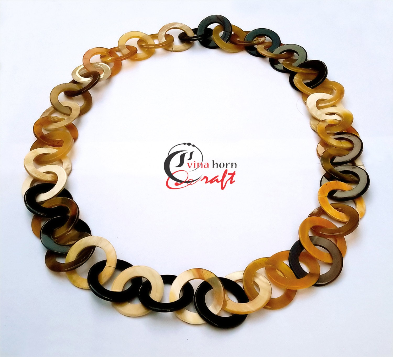 天然水牛の角ネックレス - ベトナム製ハンドメイドチェーンネックレス