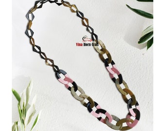 Halskette aus Horn und lackiertes Armband - Schmuck aus Büffelhorn