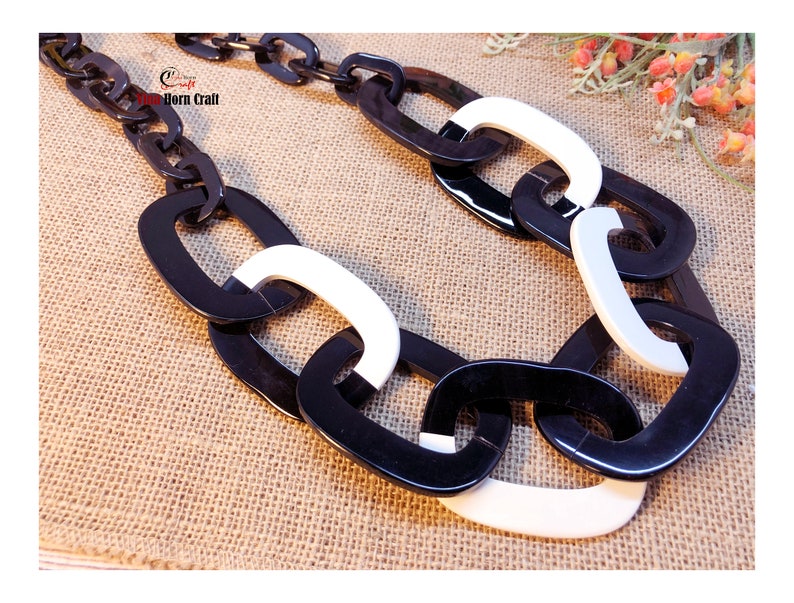 Horn jewelry chain necklace lacquer handmade in Vietnam buffalo horn jewelry image 2