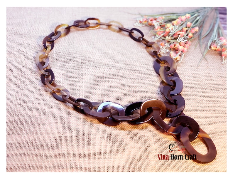 Horn jewelry chain necklace handmade in Vietnam image 5