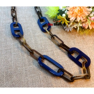 Horn jewelry chain necklace handmade in Vietnam dark blue