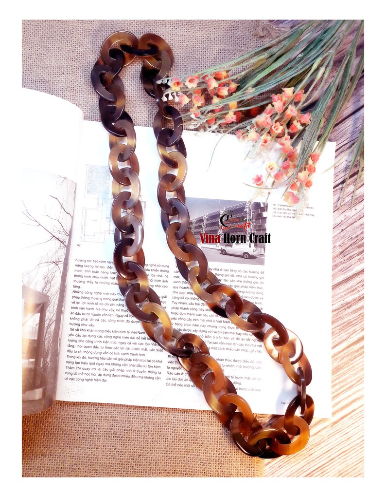 Natural Buffalo Horn Necklace chain necklace handmade in image 1