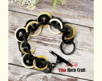 Horn bracelet - Natural Buffalo Horn Chain Bracelet - matte finish