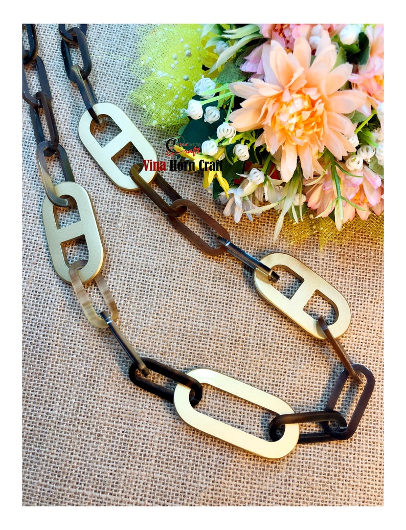 Horn jewelry chain necklace handmade in Vietnam image 9