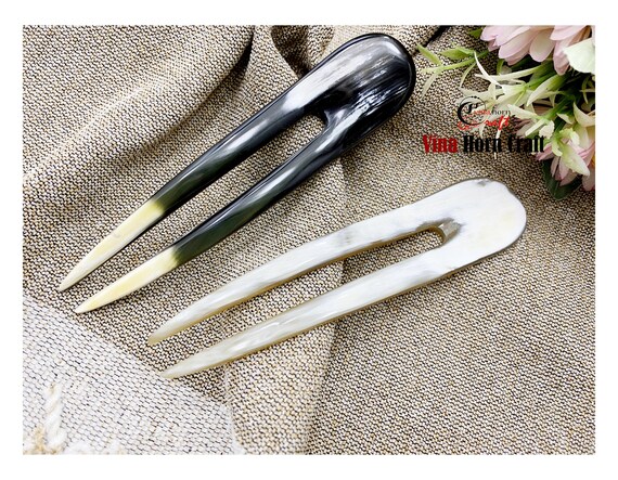 Handmade Natural Buffalo Horn Hair Fork — Elegant Boho Hair Accessory - Handcrafted in Vietnam