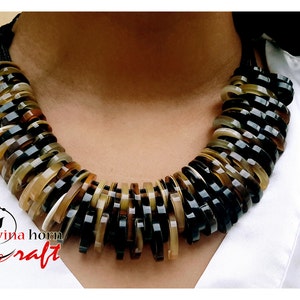 Natural Buffalo Horn Necklaces chain necklace handmade in Vietnam buffalo horn jewelry VNH017 image 2