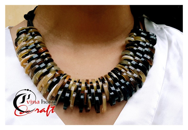 Natural Buffalo Horn Necklaces chain necklace handmade in Vietnam buffalo horn jewelry VNH017 image 2