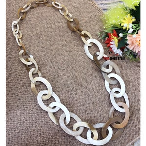 Natural Buffalo Horn Necklace chain necklace handmade in Vietnam White