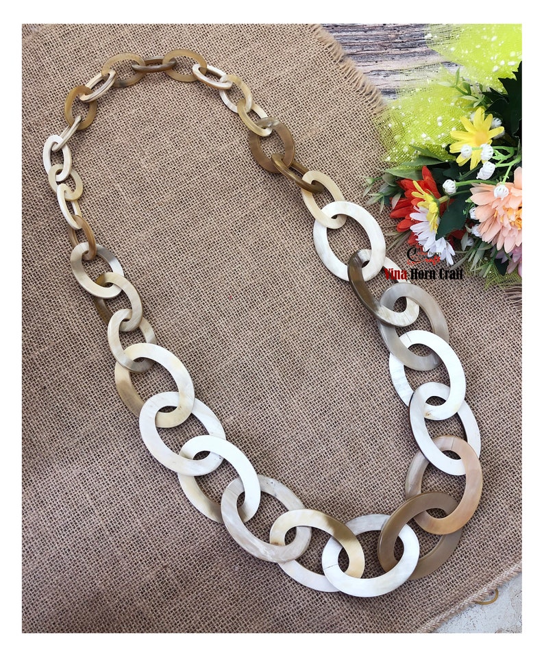 Natural Buffalo Horn Necklace chain necklace handmade in Vietnam White