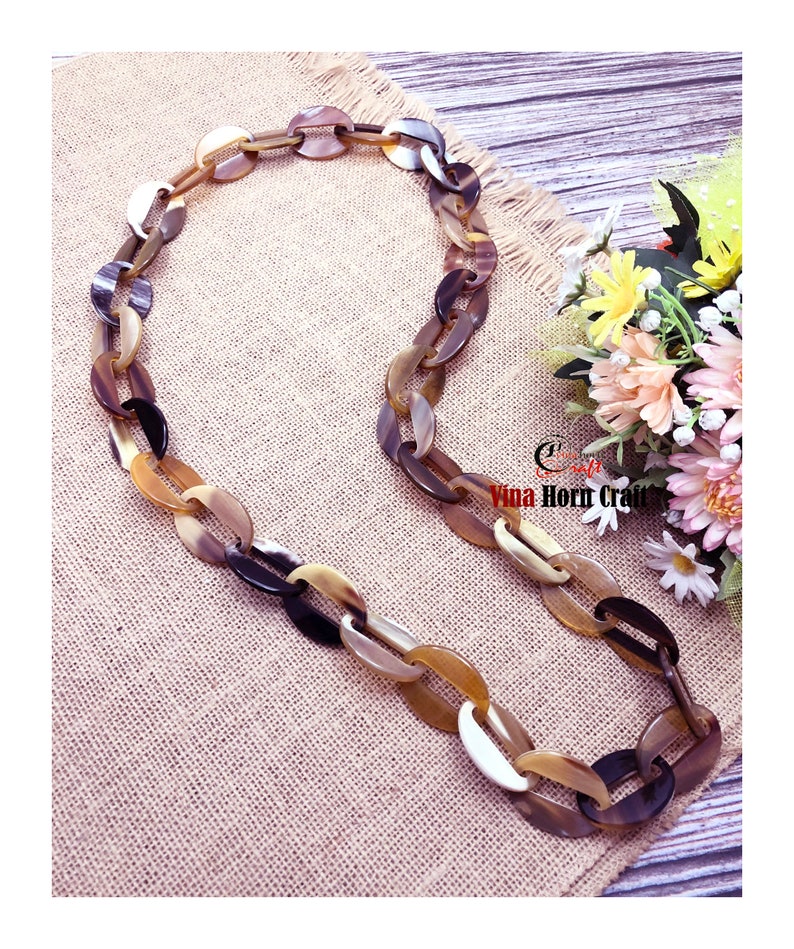 Natural Buffalo Horn Necklace chain necklace handmade in Vietnam buffalo horn jewelry VNH019 image 3