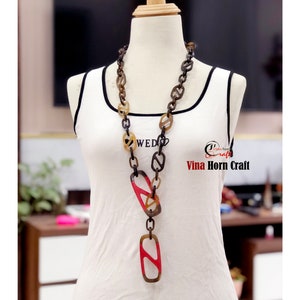 Horn jewelry - chain necklace lacquer handmade in Vietnam- buffalo horn jewelry