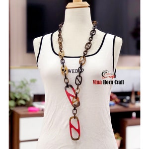 Horn jewelry chain necklace lacquer handmade in Vietnam buffalo horn jewelry image 1