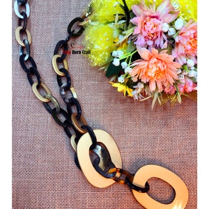 Horn jewelry  chain necklace lacquer handmade in Vietnam Gold