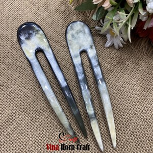 Horquilla de cuerno de búfalo natural hecha a mano: elegante accesorio bohemio para el cabello, hecha a mano en Vietnam. imagen 13