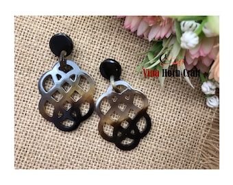 Boucles d'oreilles en corne de buffle naturelle - Boucles d'oreilles en corne