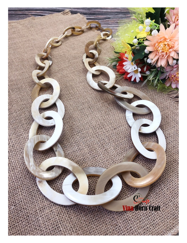 Natural Buffalo Horn Necklace chain necklace handmade in Vietnam image 8