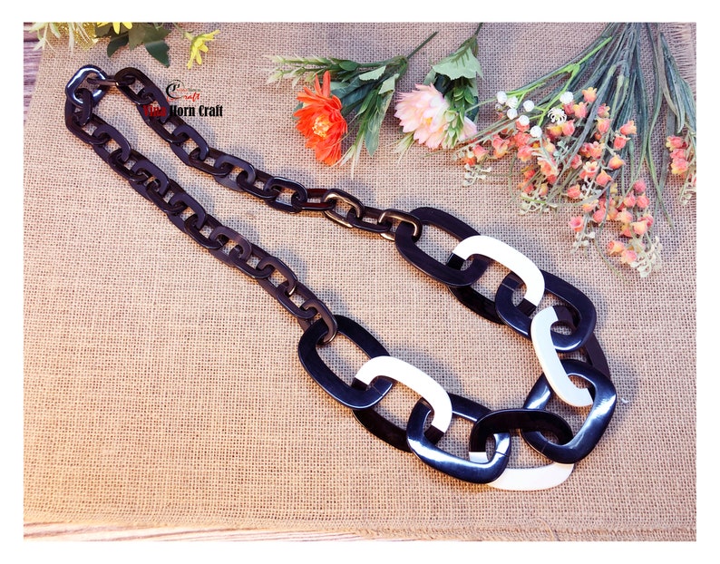 Horn jewelry chain necklace lacquer handmade in Vietnam buffalo horn jewelry image 4