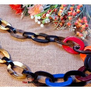 Bijoux en corne collier de chaîne laqué fait à la main au Vietnam bijoux en corne de buffle image 4