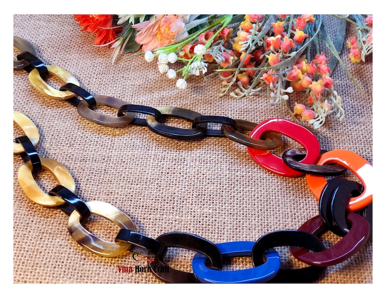 Horn jewelry chain necklace lacquer handmade in Vietnam buffalo horn jewelry image 4