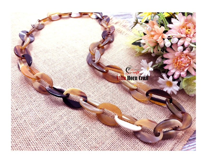 Natural Buffalo Horn Necklace chain necklace handmade in Vietnam buffalo horn jewelry VNH019 image 4