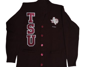 Texas Southern University, HBCU Cardigan, Texas Southern Sweater, Unisex Fit, Custom Apparel Made To Order