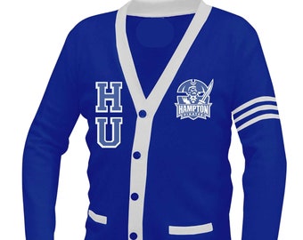 Hampton University, HBCU Cardigan, Varsity Sweater, Unisex fit, Custom Apparel Made To Order