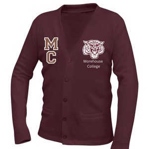 Morehouse College, HBCU Cardigan, Morehouse Sweater, Unisex Fit, Custom Apparel Made To Order