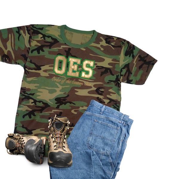 Eastern Star streetwear, OES Chapter, Camouflage Crewneck T-Shirt, Unisex Fit, Custom Made To Order