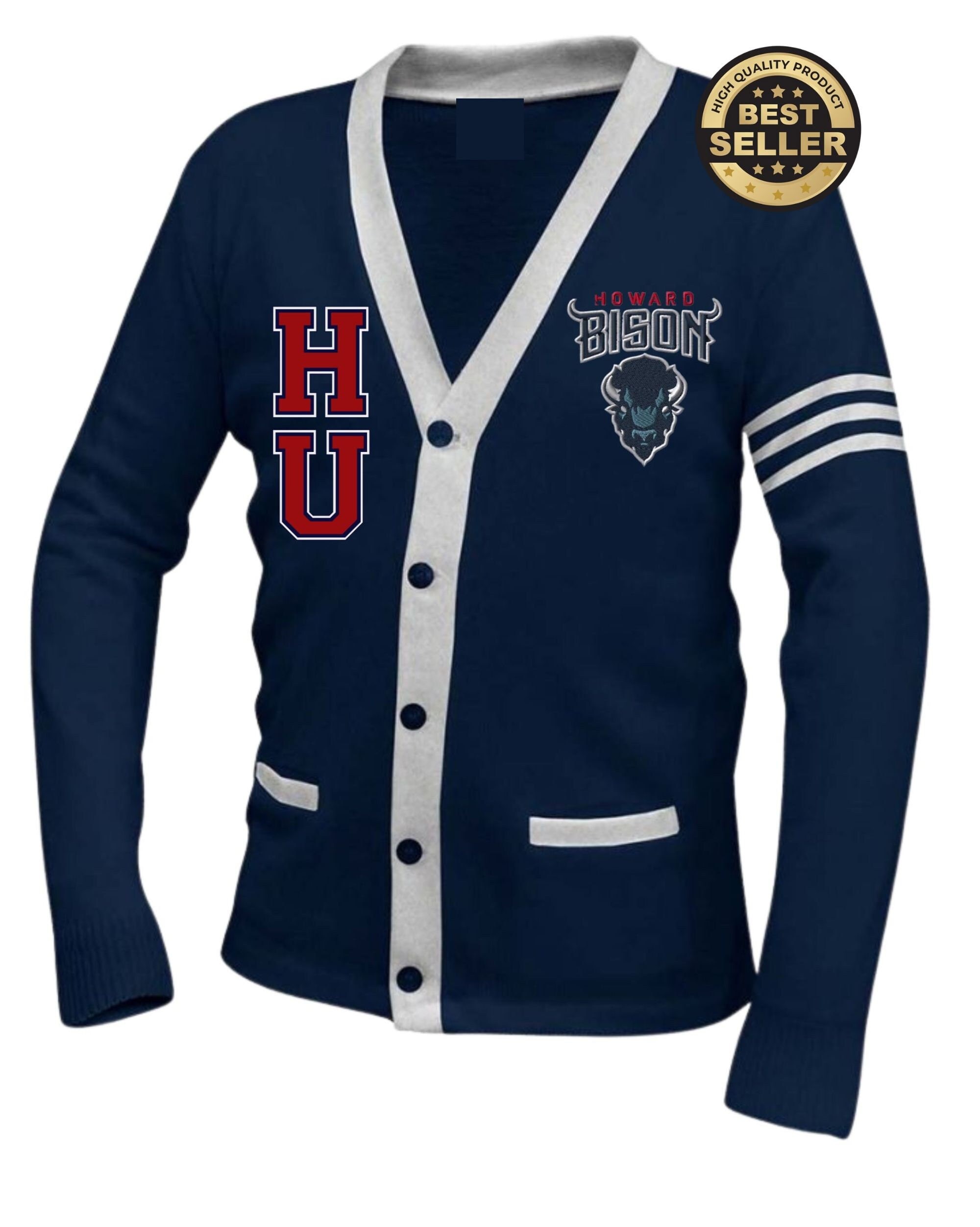 Howard University HU HBCU Cardigan Varsity Sweater Unisex Fit Custom Apparel Made to Order Etsy