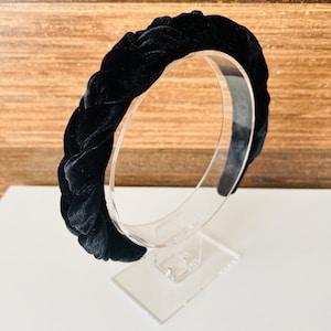 Black velvet braided headband, velvet headband for adults, elegant black headband, special occasion headband, kids head piece