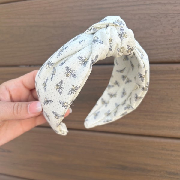 Bee print knotted headbands women’s and kids top knot headband adult spring headbands