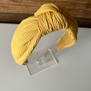 Yellow knotted headband,  mustard top knot headband,  knotted headband, headband for women, comfy wide headband, chunky style headband