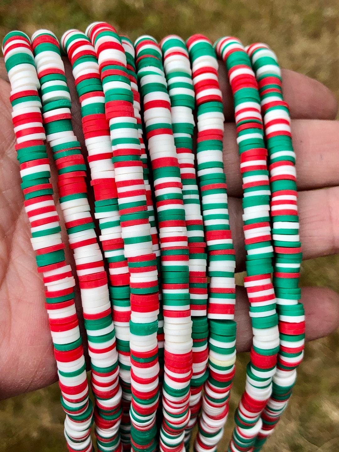 6mm, 8mm Vinyl Heishi Beads Christmas Mix Rainbow Heishi Beads Jewelry