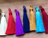 Silk tassels, mala tassels, multicolored tassel pendants, necklace tassels, long tassels, 85mm long, jewelry Making, 1 tassel per pack