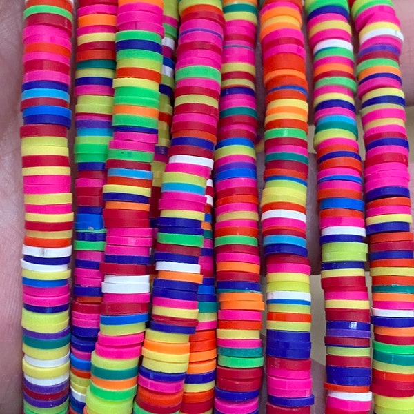 6mm vinyl Heishi beads, Every color rainbow, polymer clay beads, jewelry making beads, African vinyl beads 350-400 beads per strand