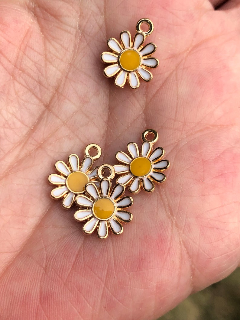 Sunflower Charms Gold Charms Enamel Charms Charm Bracelets Etsy