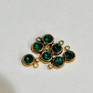 Birthstone charms, emerald charms, charm bracelets, jewelry charms, small birthstones, rhinestone charms, birthday charms, jewelry making